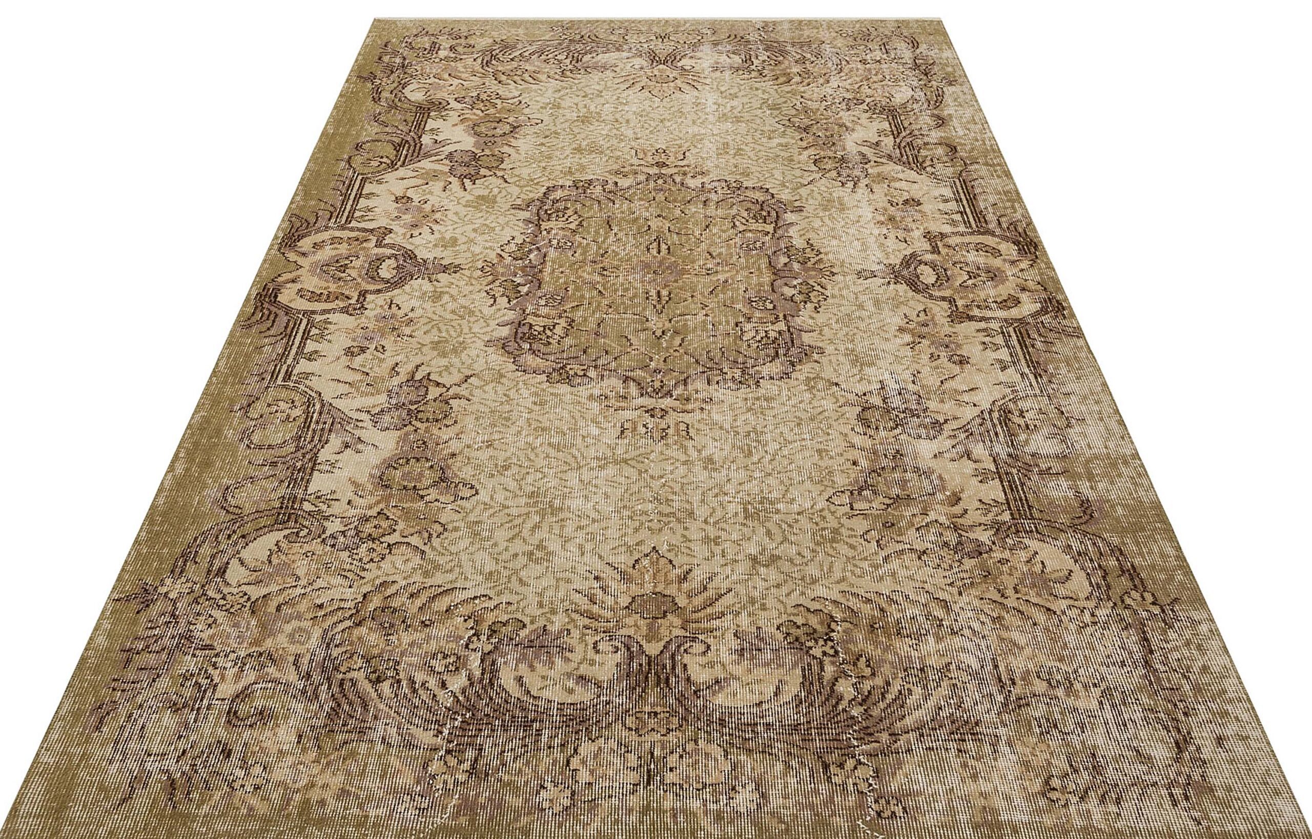 Klasik Modern Vintage Eskitme El Yapımı  Halı  167 x 260 cm 9251