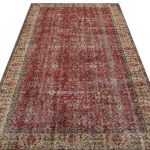 Gerçek El Dokuma Eskitme Vintage Halı 150 x 265 cm 9420