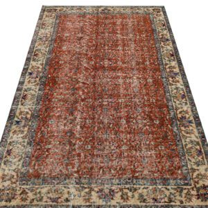 Eşsiz Renk ve Desenlerde Anadolu Vintage Eskitme El Dokuma Halı 116x216cm 9589