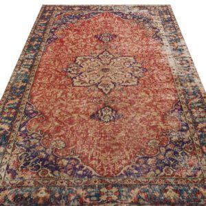Eşsiz Renk ve Desenlerde Anadolu Vintage Eskitme El Dokuma Halı 151x255cm 9649