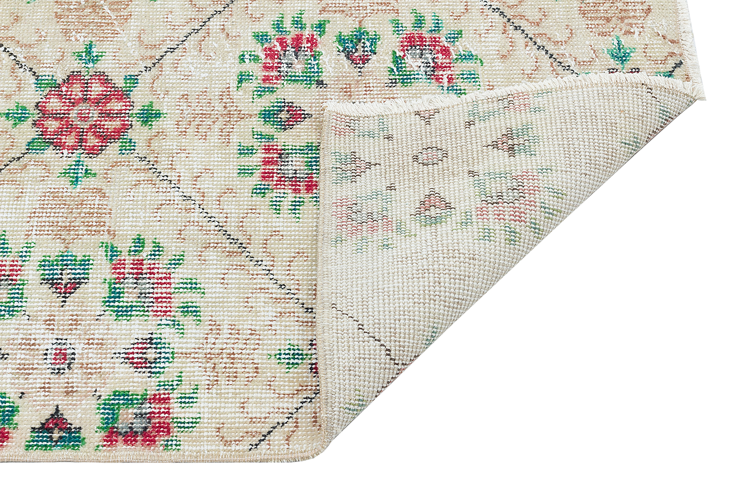 Gerçek EL Dokuma Özel Vintage Eskitme Halı 114 x 196 Model : F 1058 - Görsel 3