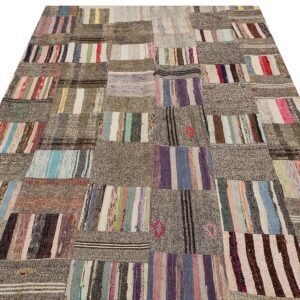 Özel Patchwork El Dokuma Eskitme Halı 170 x 228 cm 6123