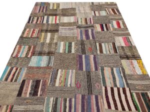 Özel Patchwork El Dokuma Eskitme Halı 170 x 228 cm 6123