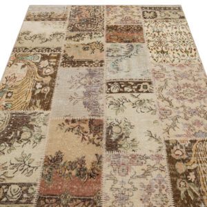 Klasik Modern Patchwork Eskitme El Dokuma Halı 140x200 cm 6193