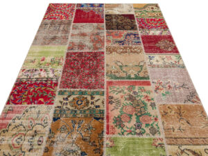 Klasik Modern Patchwork Eskitme El Dokuma Halı 160x230 cm 6201