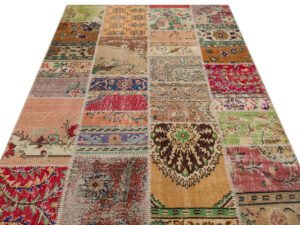 Klasik Modern Patchwork Eskitme El Dokuma Halı 160x230 cm 6202