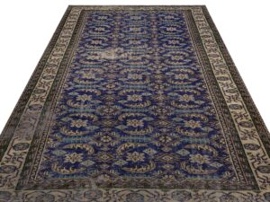 Gerçek El Dokuma Eskitme Halı 189x278 cm 9831  |  Mavi