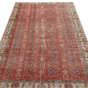 Klasik Modern Vintage Eskitme El Dokuma Halı 138x227 cm 9838  |  Kırmızı