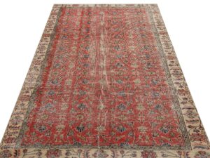 Klasik Modern Vintage Eskitme El Dokuma Halı 138x227 cm 9838  |  Kırmızı