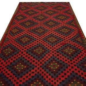 Gerçek El Dokuma Eskitme Kilim 176x320 cm 9856  |  Renkli