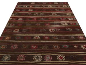 Gerçek El Dokuma Eskitme Vintage Kilim 187x247 cm 9862  |  Kahverengi
