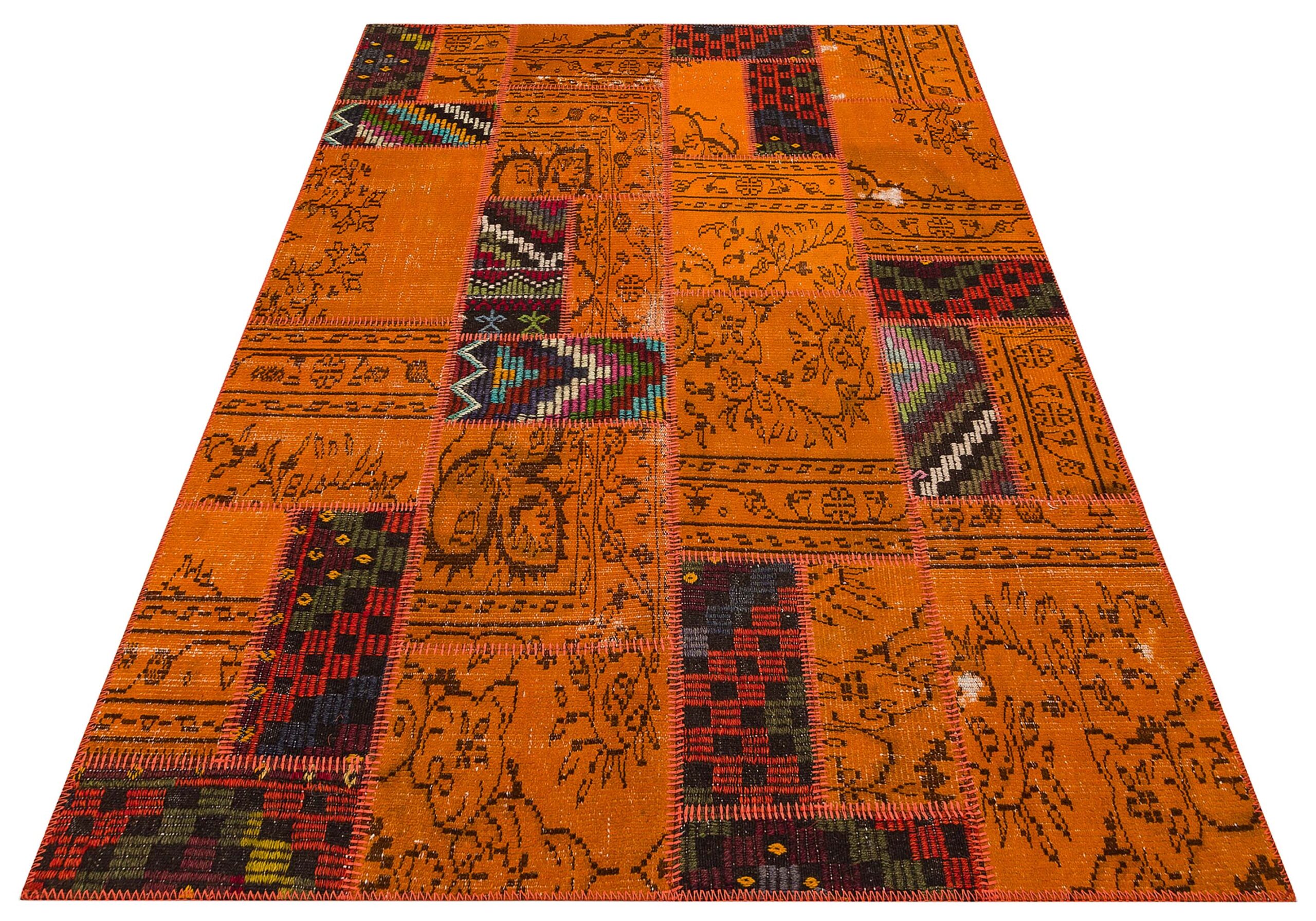 Yün Eskitme El Yapımı Patchwork Halısı   160x230 cm  6284