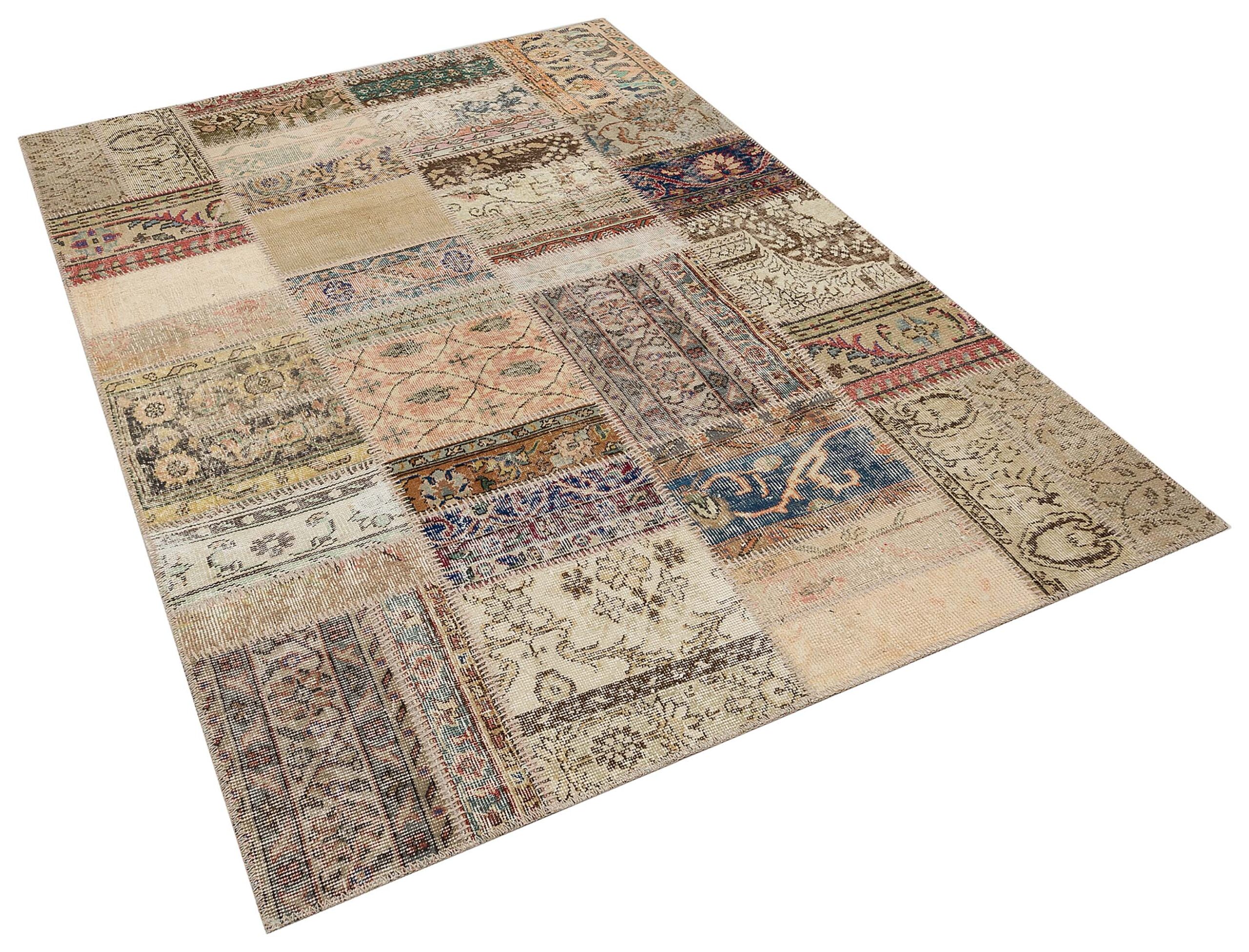 El Yapımı Keten Patchwork Halı 160x230 cm - 6289