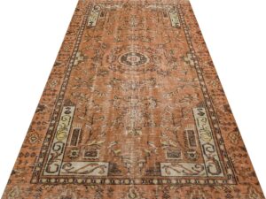 Etnik Desenli Doğal Yün Kahverengi Halı 156x268 cm 9891