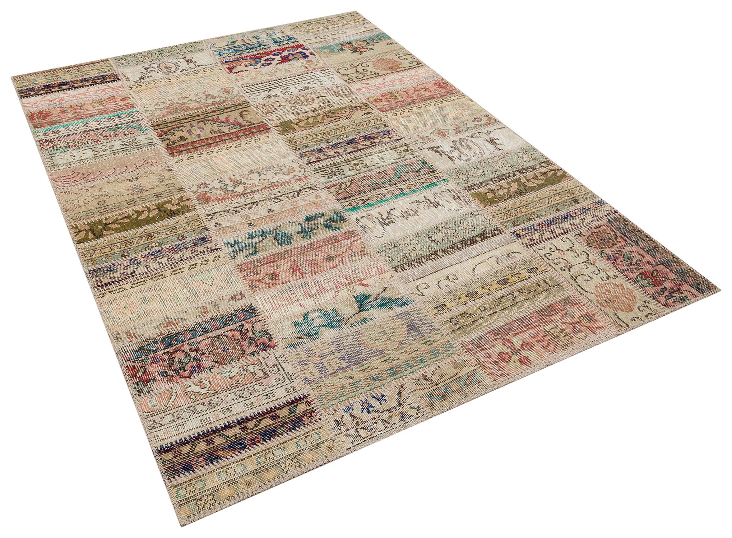 Doğal ve Sıcak Atmosfer Yaratan Patchwork Halı 230X160 cm 6338