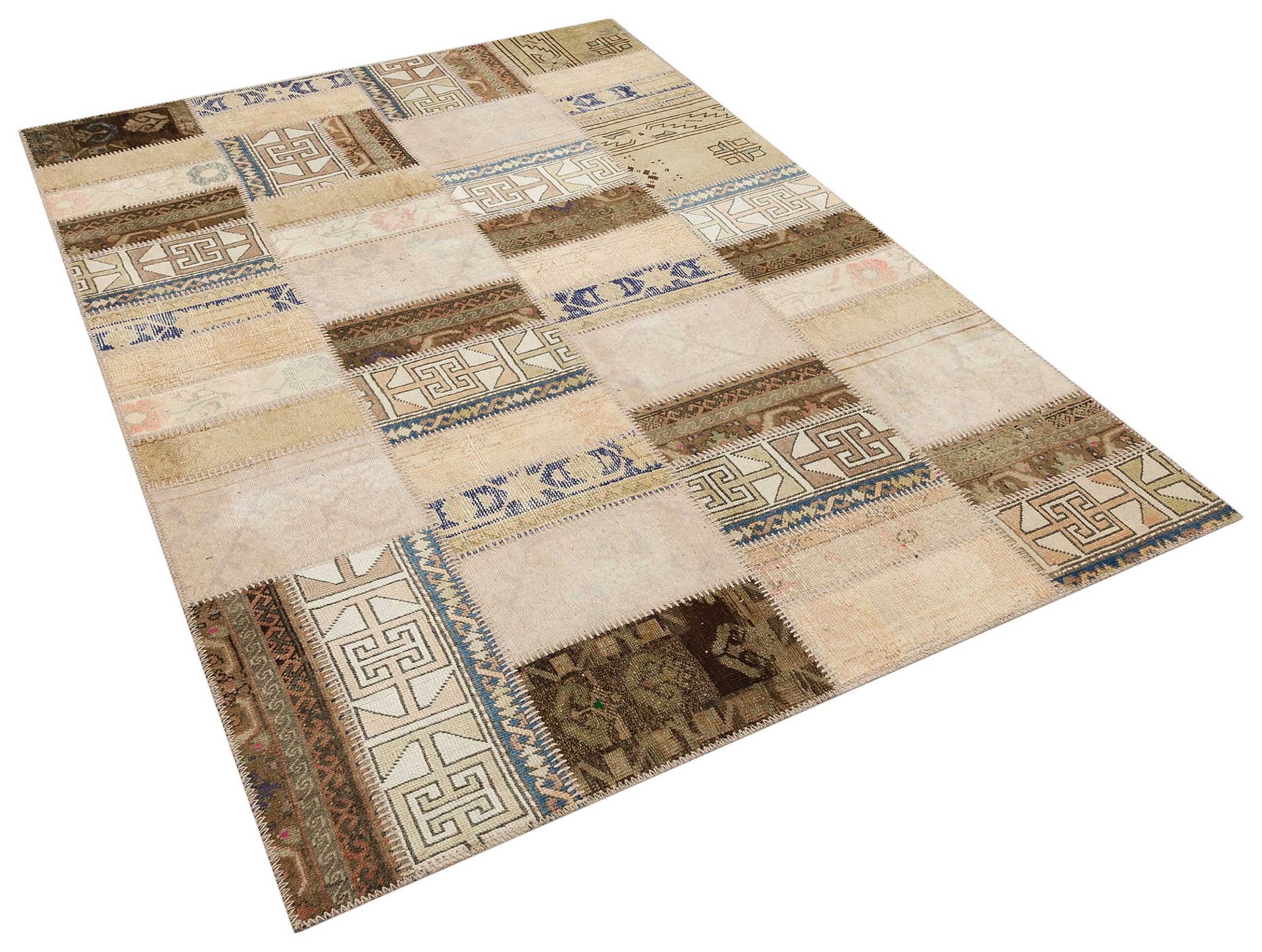 Eşsiz Uyumlu Renklerle Dokunan Patchwork Halı 230X160 cm 6343