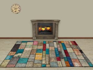 El Dokuma Yünlü Patchwork Halı 160 x 230 cm 5062