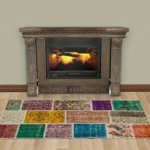 El Dokuma Yünlü Patchwork Halı 80 x 150 cm 5570