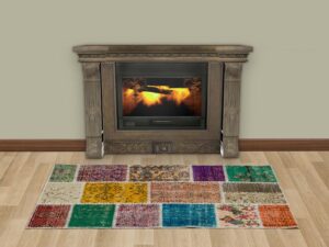 El Dokuma Yünlü Patchwork Halı 80 x 150 cm 5570