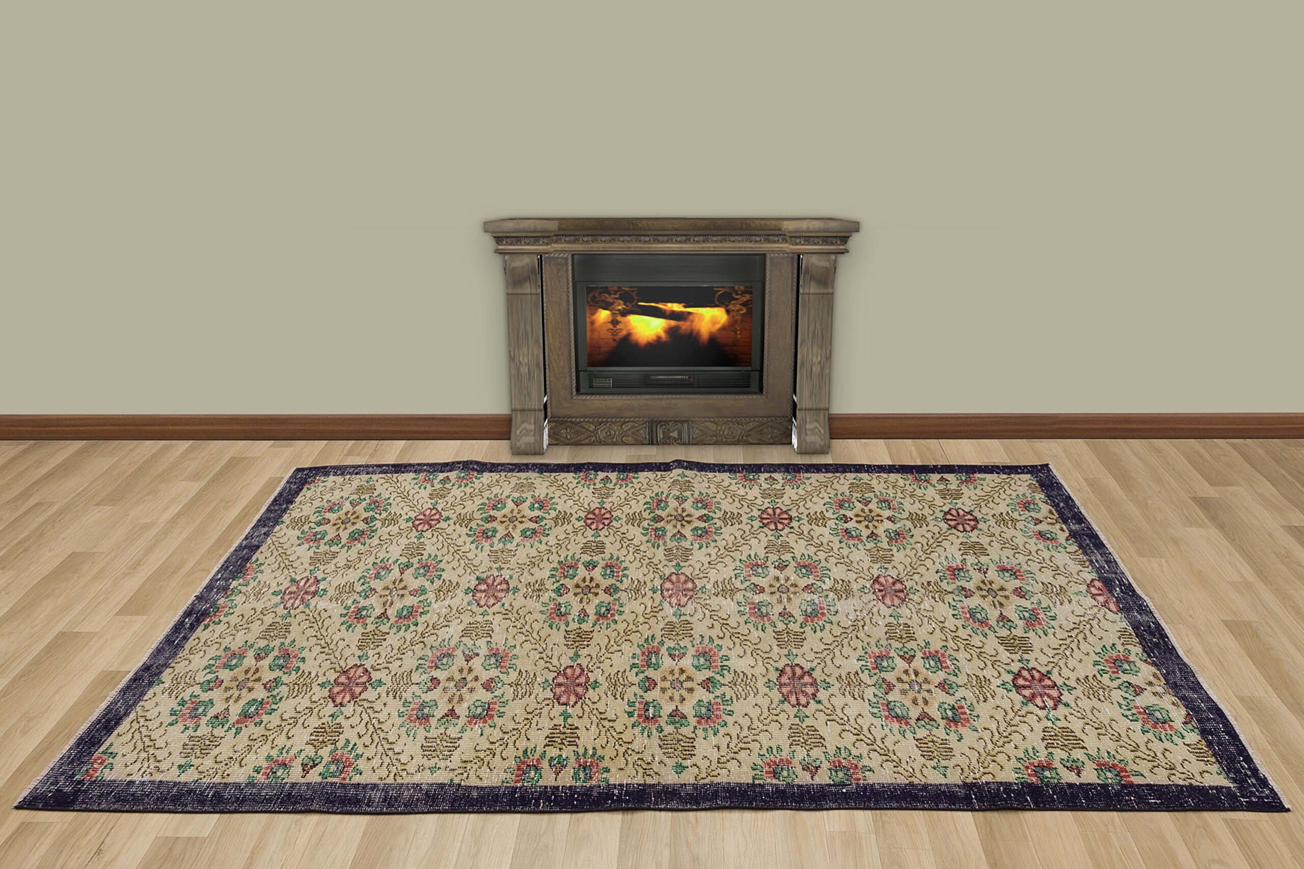 Yünlü El Yapımı Antika Halı 158 x 258 cm 7442