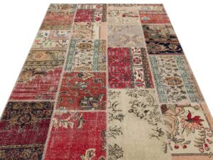 El Dokuma Yünlü Patchwork Halı 160 x 230 cm 6235