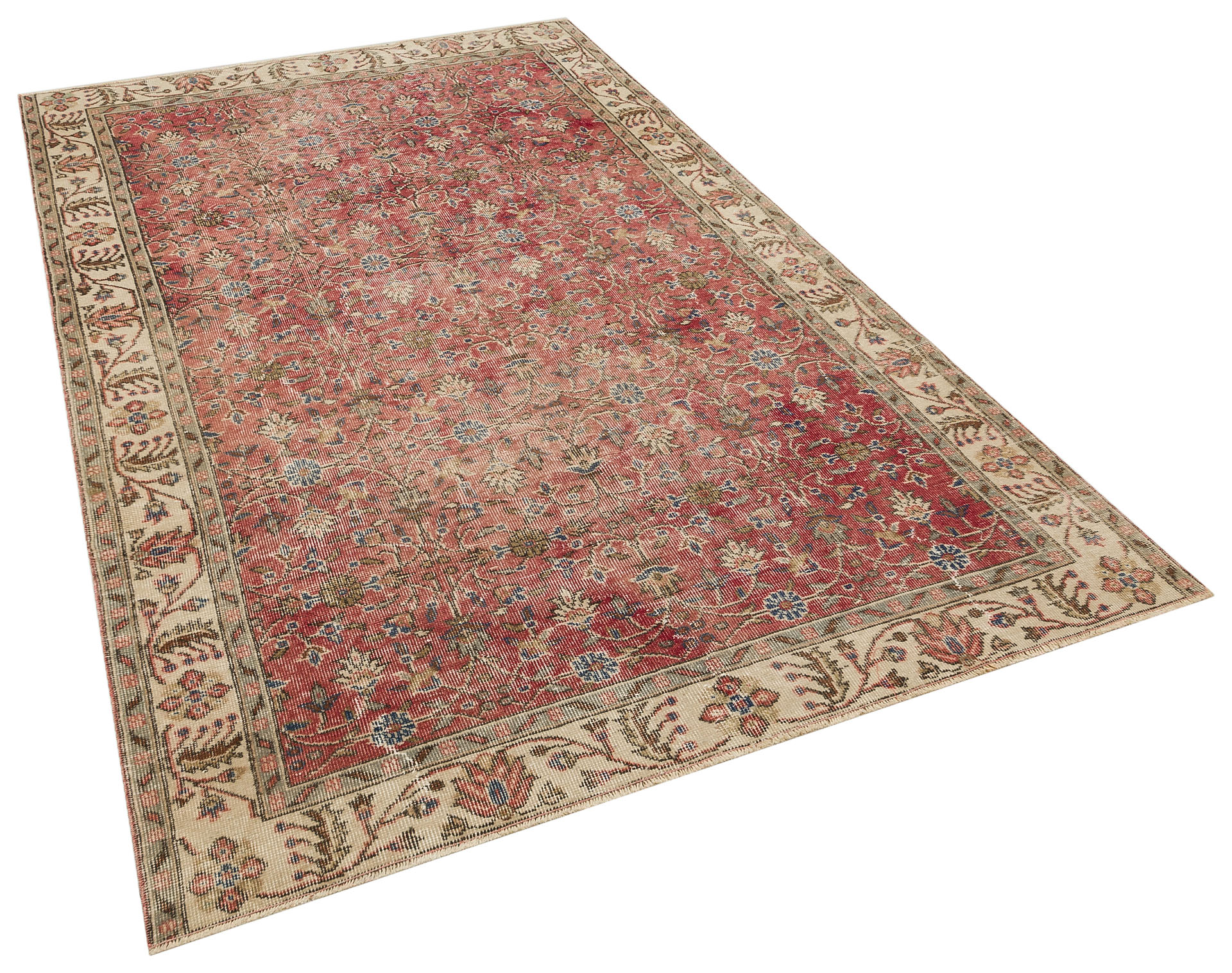 El Dokuma Şaheser Eskitme Vintage Halı 166 x 270 cm 10198