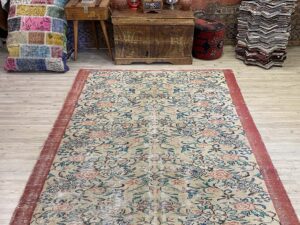 Zamansız Türk El Sanatı Eskitme Vintage Halı 170 x 240 cm 10204