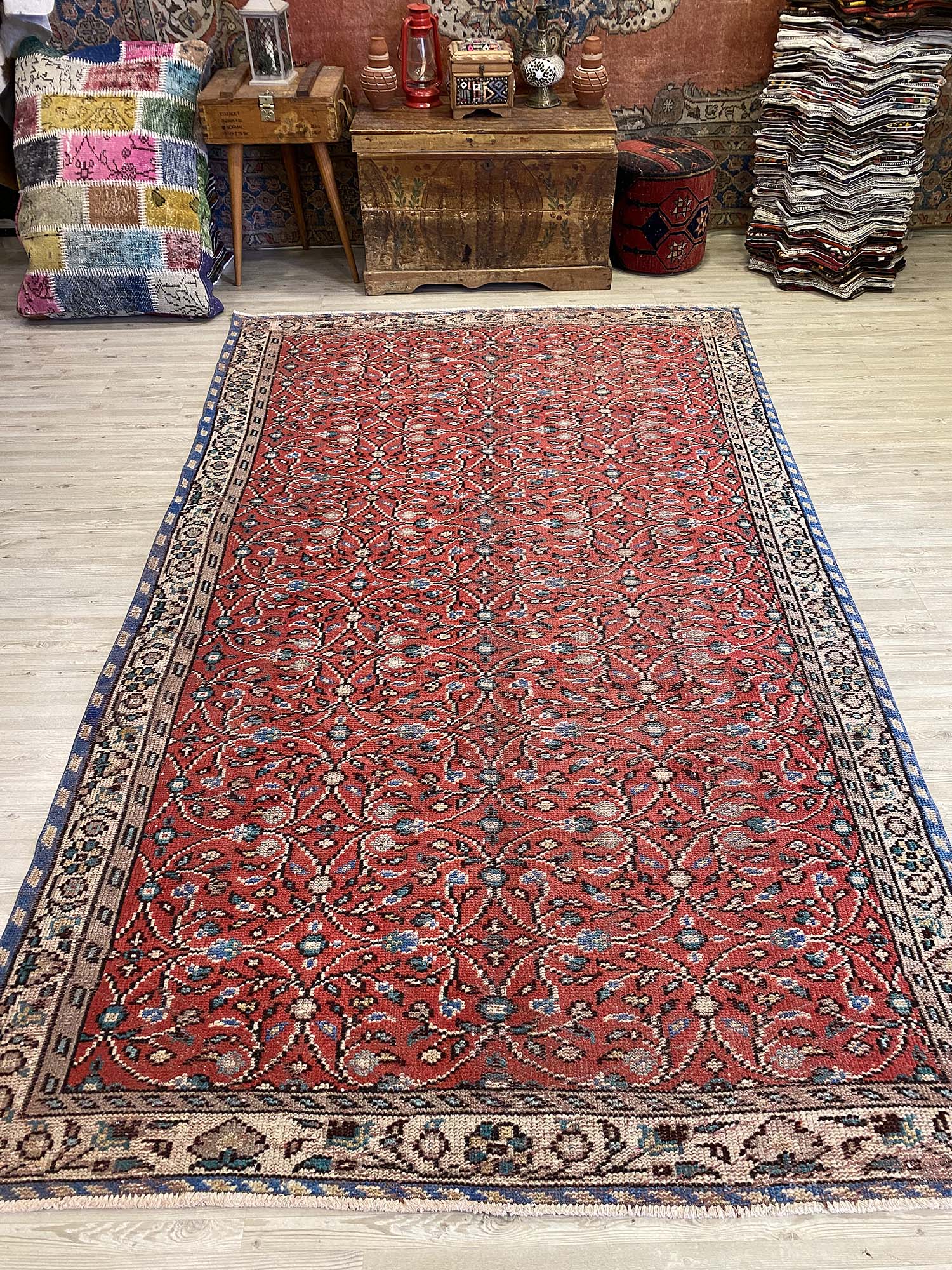 Efsanevi Dantel Dokusu Eskitme Vintage Halı 163 x 282 cm 10230