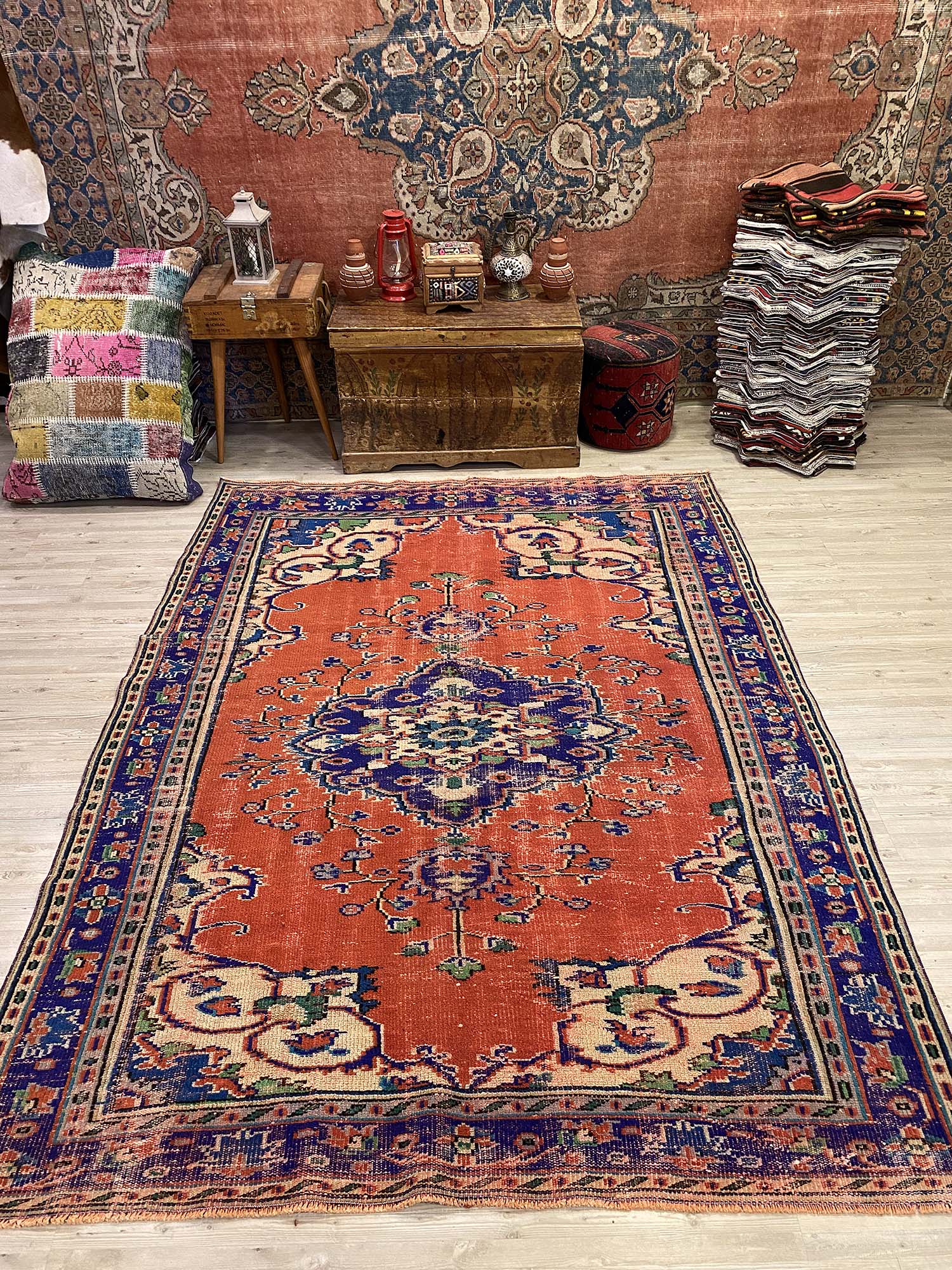 İmparatorluk Dokusu Eskitme Vintage Halı 185 x 251 cm 10232