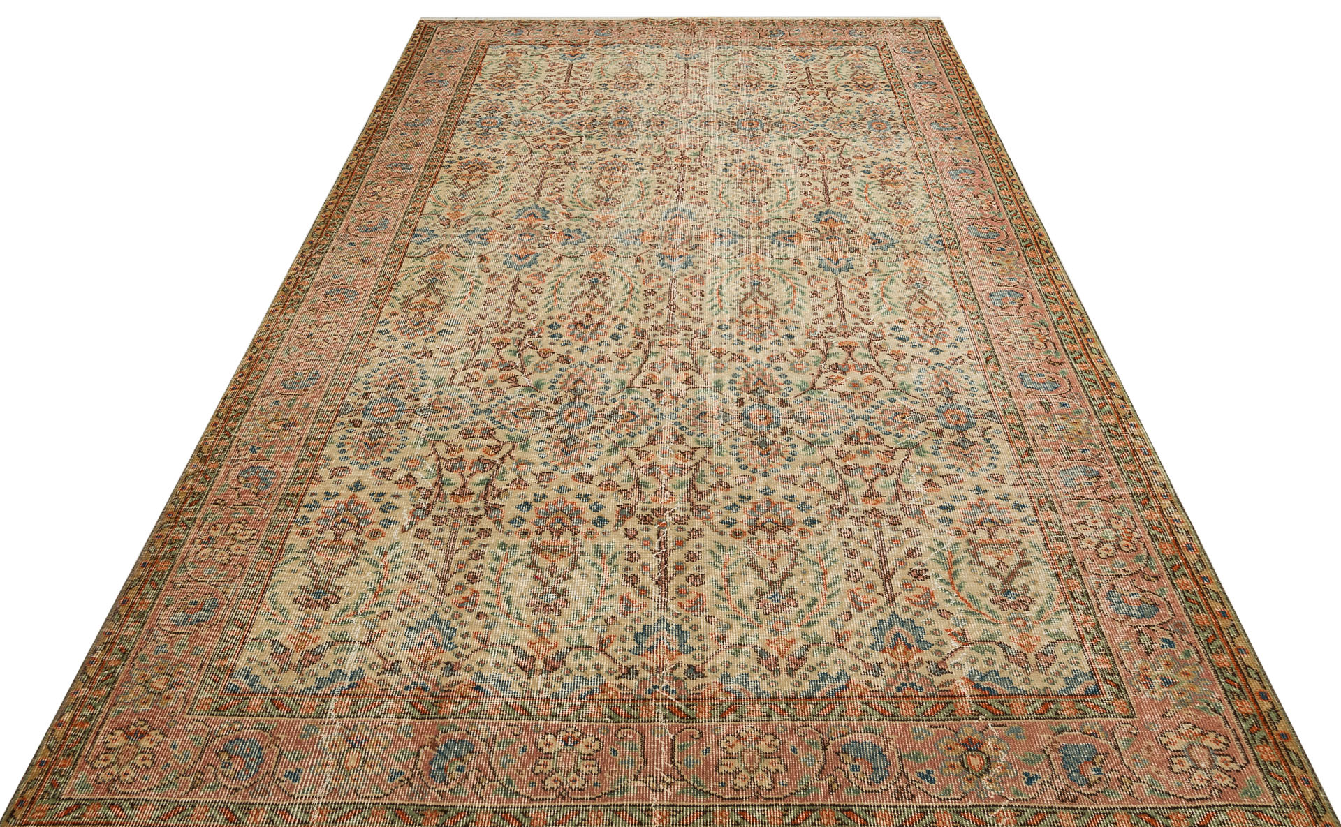 Yün Eskitme Vintage El Dokuma Halı 188 x 290 cm 9176