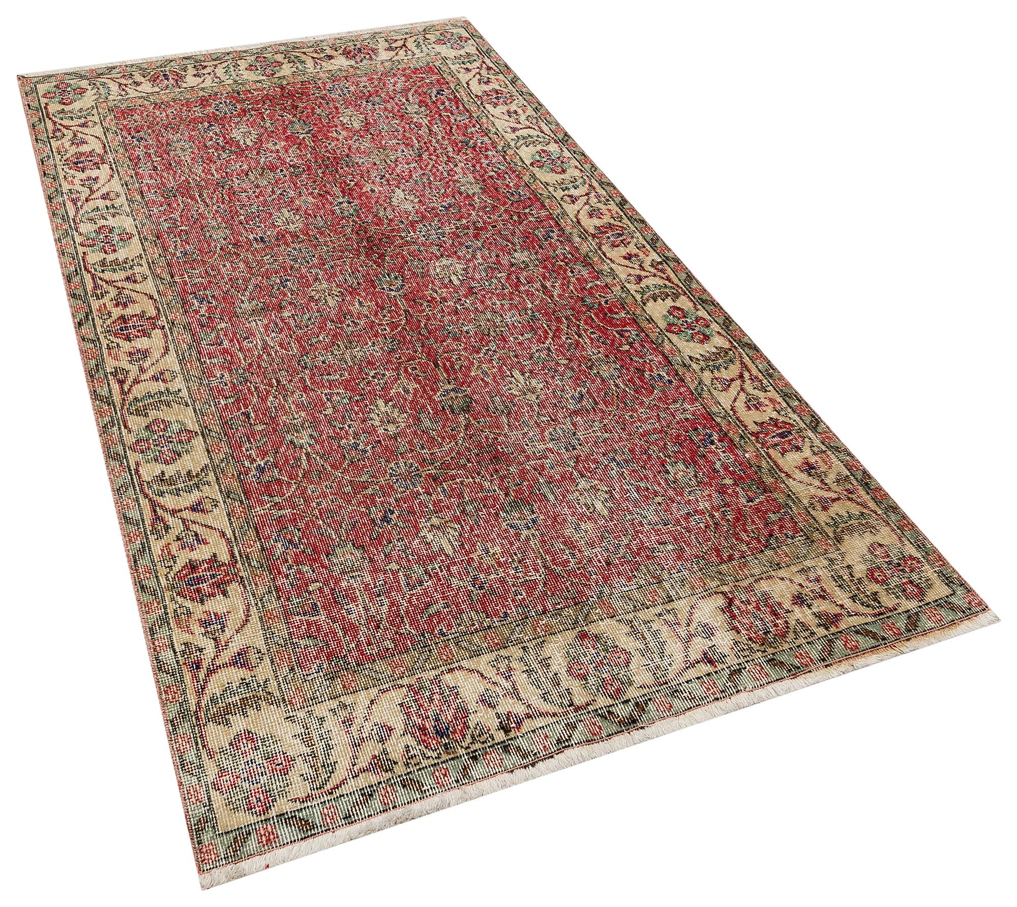 El Dokuma Vintage Eskitme Halı 116x207 cm 10342