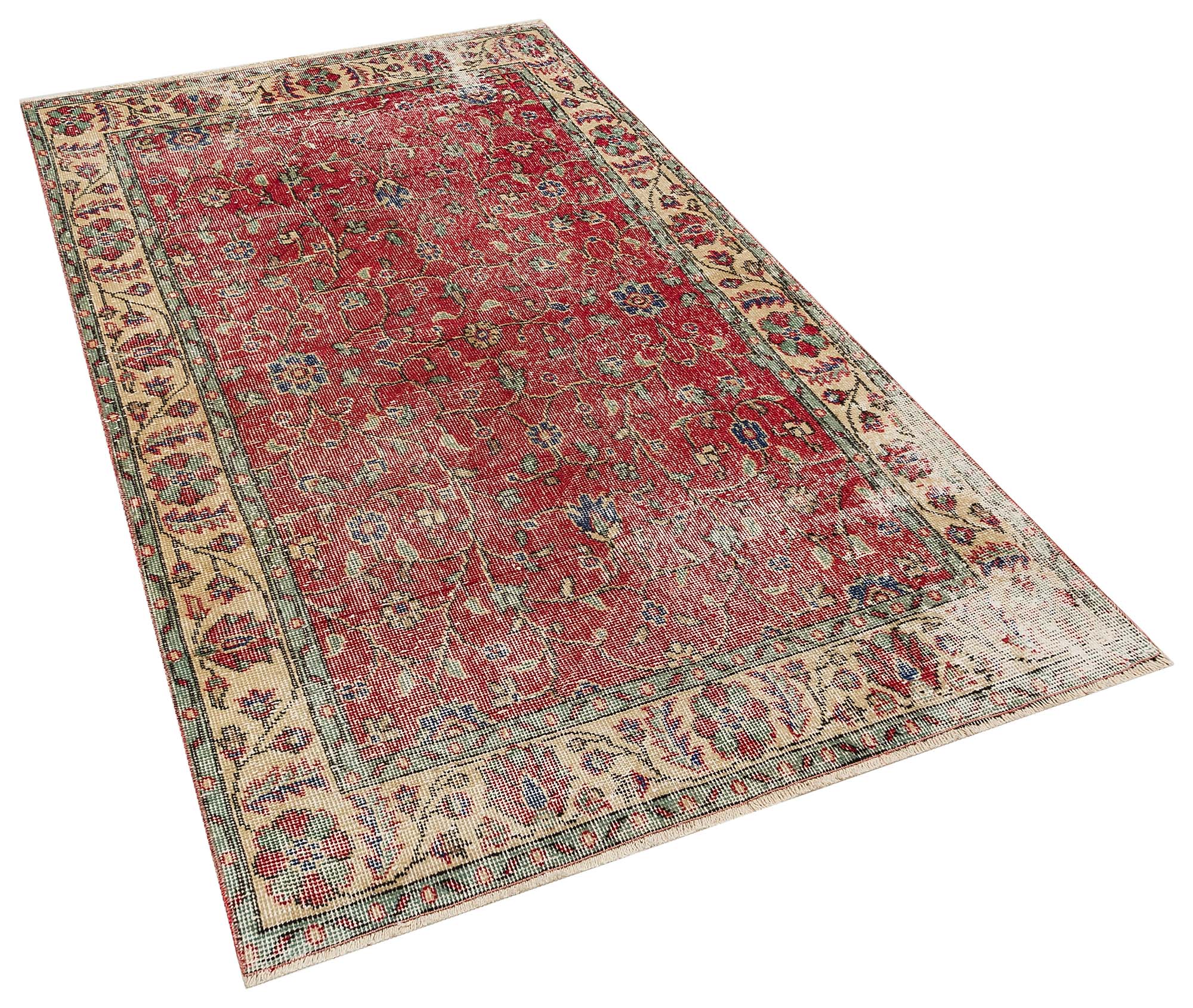 El Dokuma Vintage Eskitme Halı 116x193 cm 10346