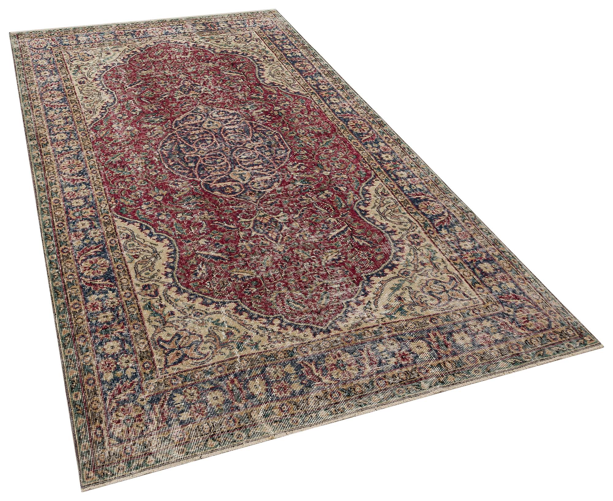 El Dokuması Vintage Eskitme Halı 157x262 cm 10406