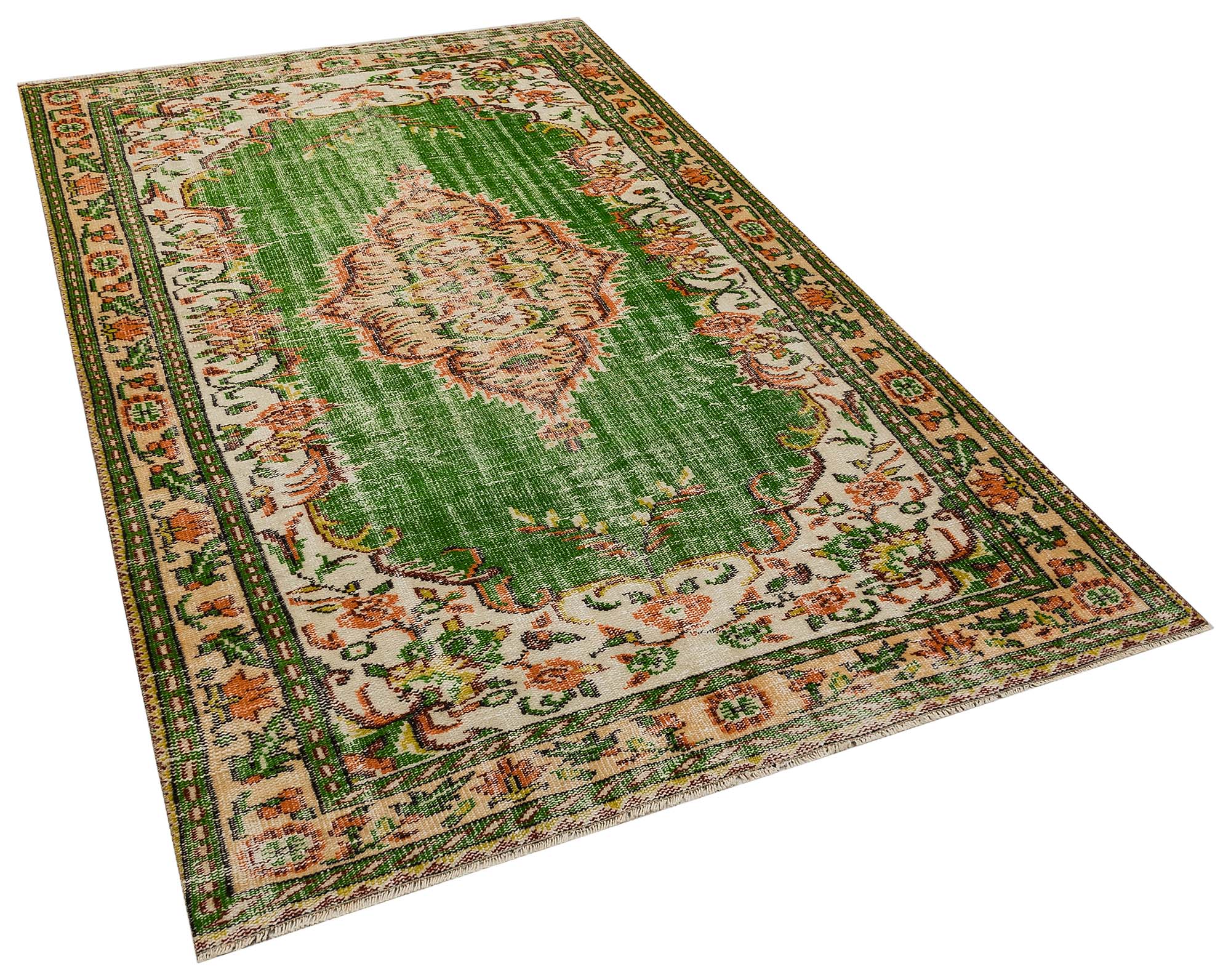 El Dokuma Vintage Eskitme Halı 159x255 cm 10438