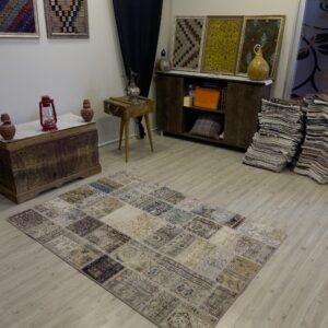 El Yapımı Patchwork Elegan Tasarım Halı 124x178 cm 4004
