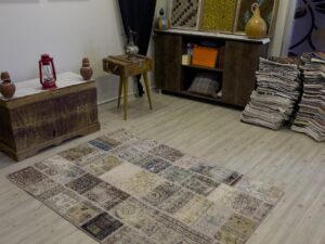 El Yapımı Patchwork Elegan Tasarım Halı 124x178 cm 4004