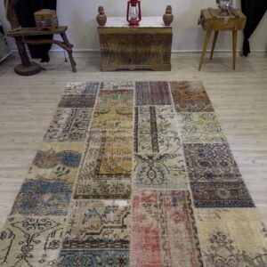 El Yapımı Patchwork Elegan Tasarım Halı 162x234 cm 4016