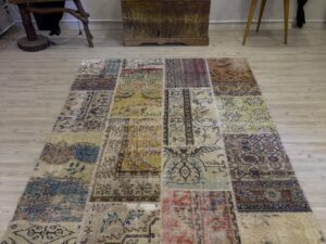 El Yapımı Patchwork Elegan Tasarım Halı 162x234 cm 4016