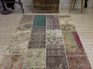 El Yapımı Patchwork Elegan Tasarım Halı 162x237 cm 4040