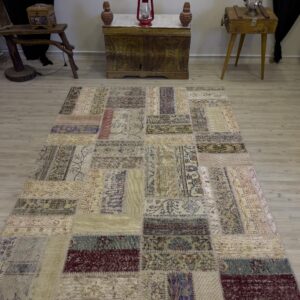 El Dokuma Eskitme Özel Patchwork Halı  162x237 cm 4045