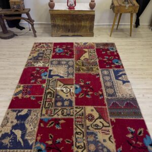 El Dokuma Eskitme Özel Patchwork Halı  162x237 cm 4067