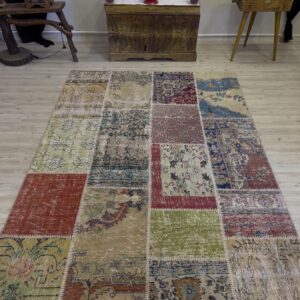 El Yapımı Patchwork Elegan Tasarım Halı 161x230 cm 4068