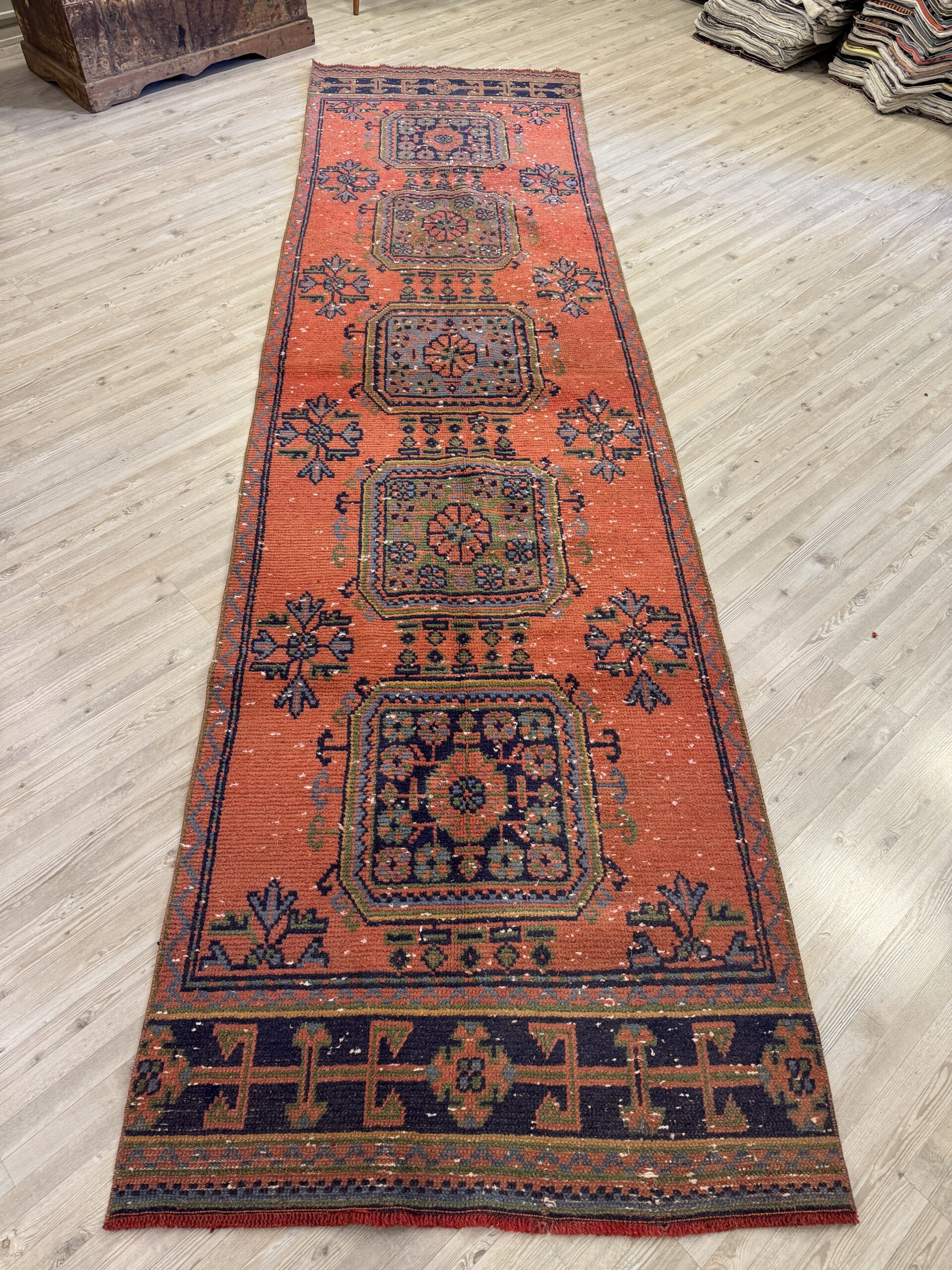 Eskitme El Dokuma Vintage Yolluk Halı 91x348 cm 10456