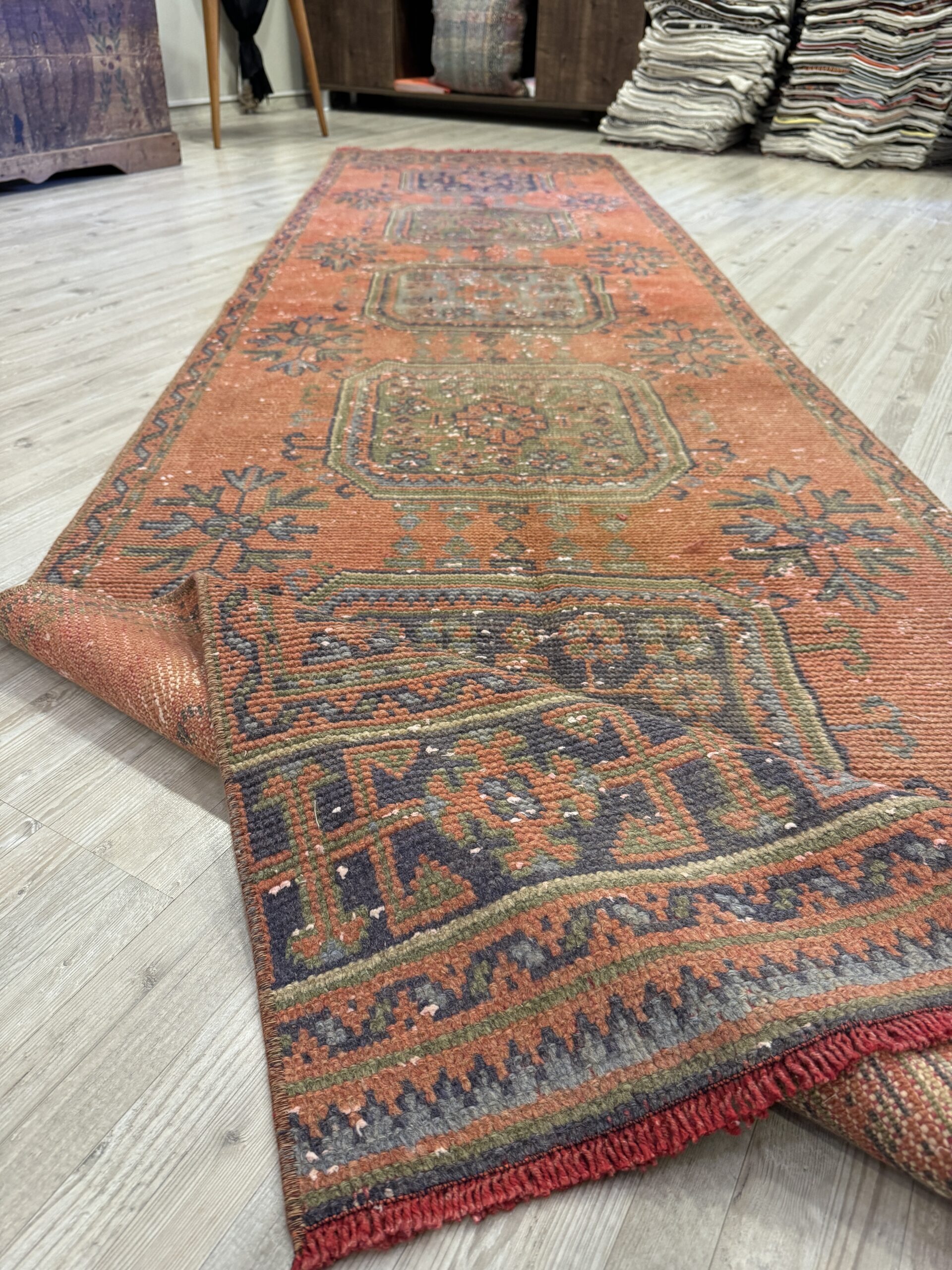 Eskitme El Dokuma Vintage Yolluk Halı 90x345 cm 10457 - Görsel 3