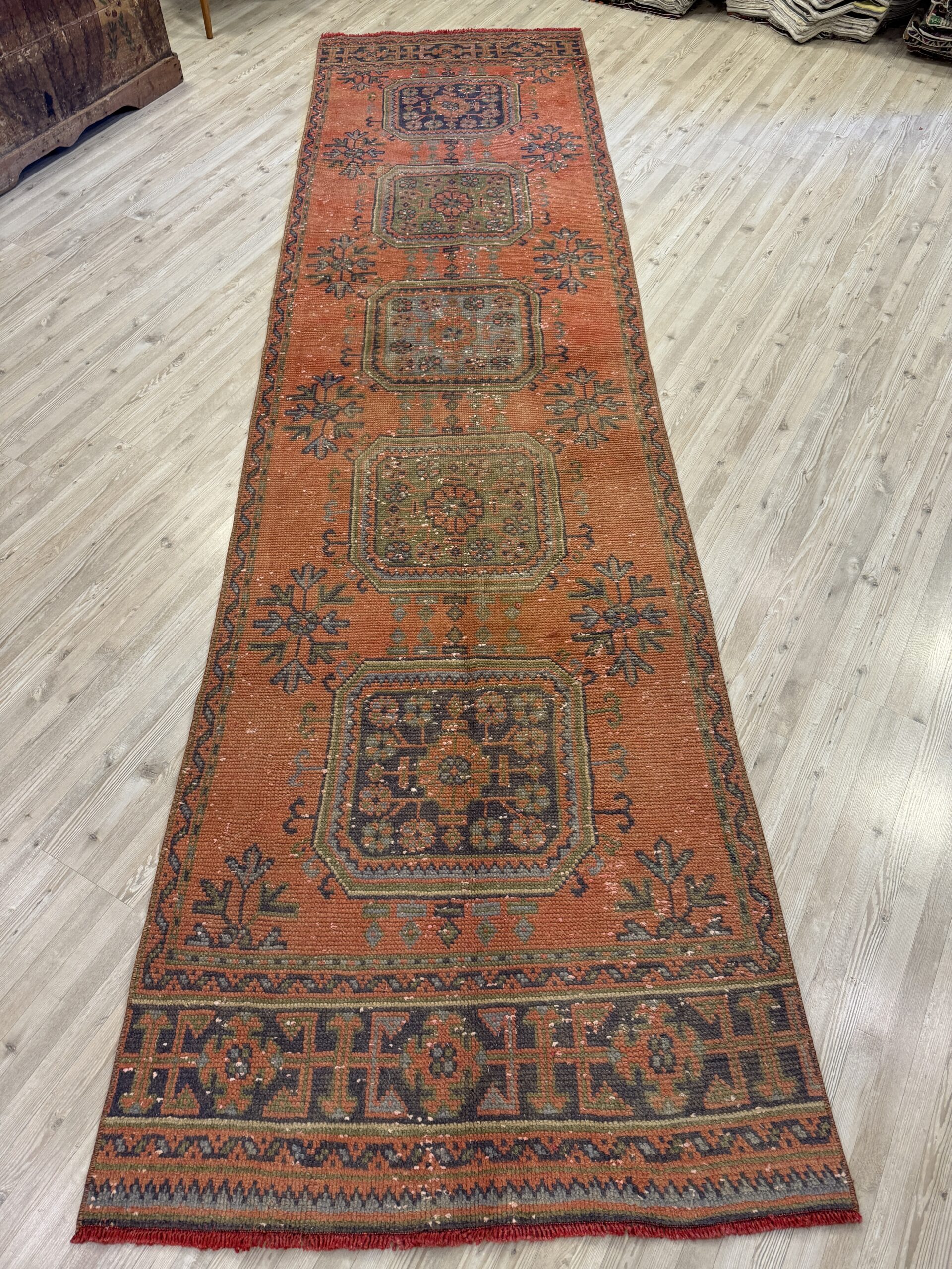 Eskitme El Dokuma Vintage Yolluk Halı 90x345 cm 10457