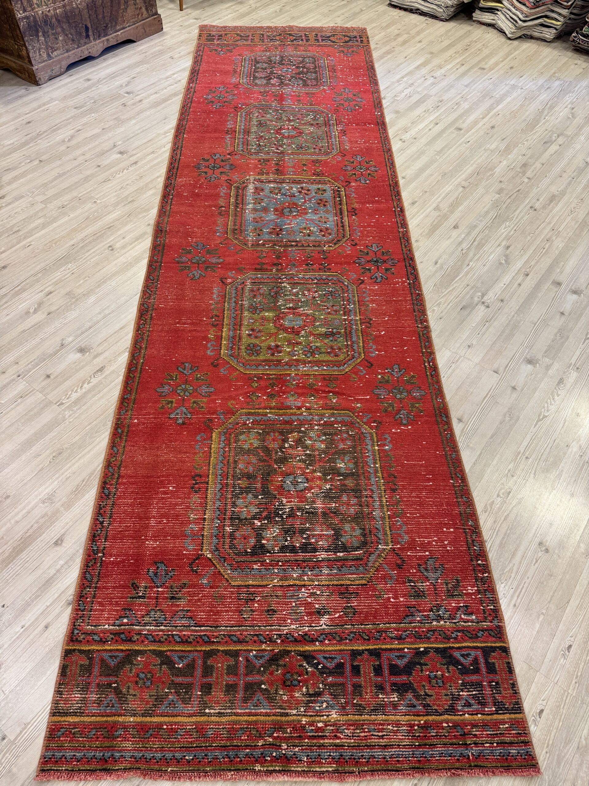 Eskitme El Dokuma Vintage Yolluk Halı 99x370 cm 10462