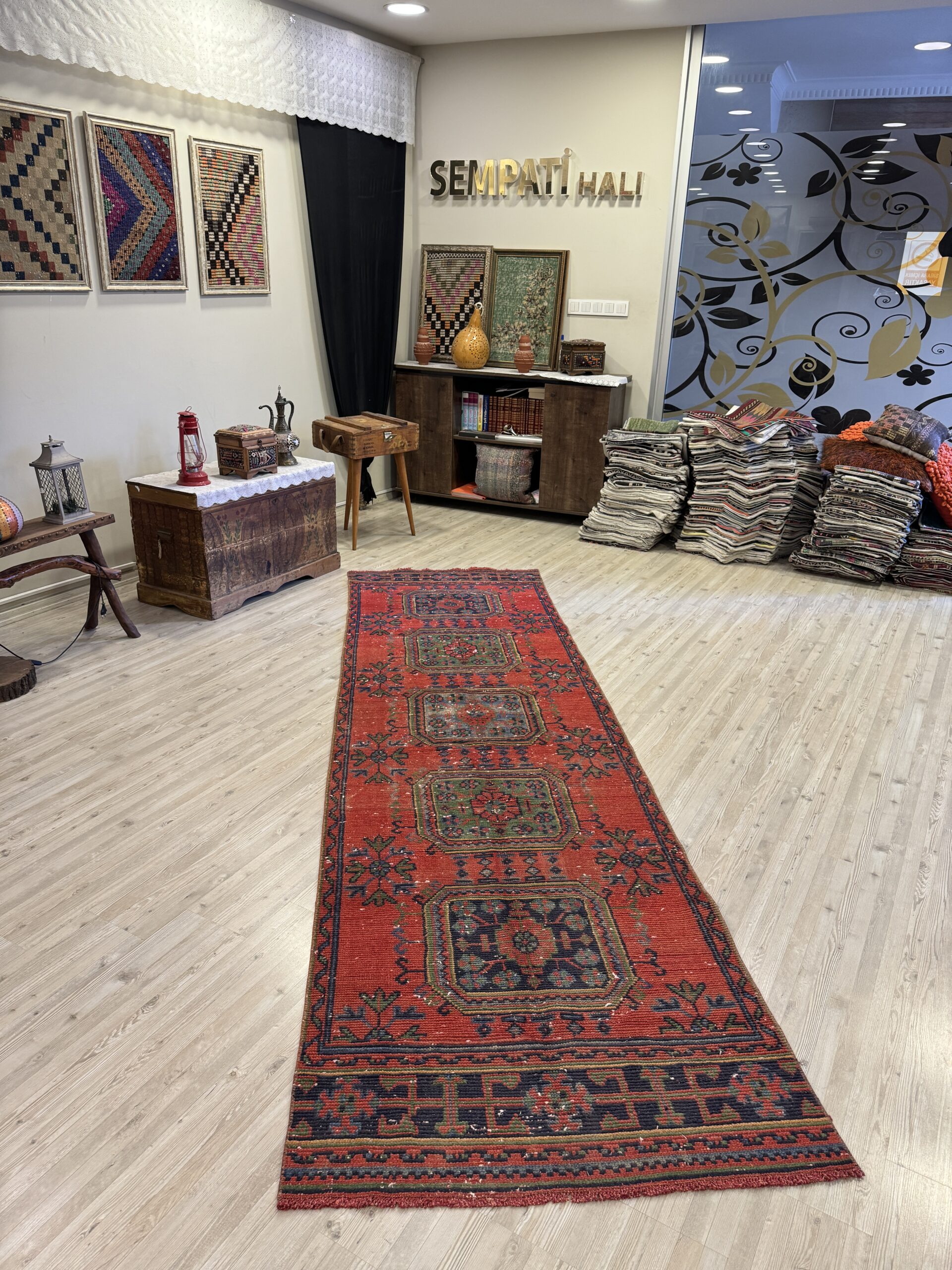 Eskitme El Dokuma Vintage Yolluk Halı 97x336 cm 10463 - Görsel 2