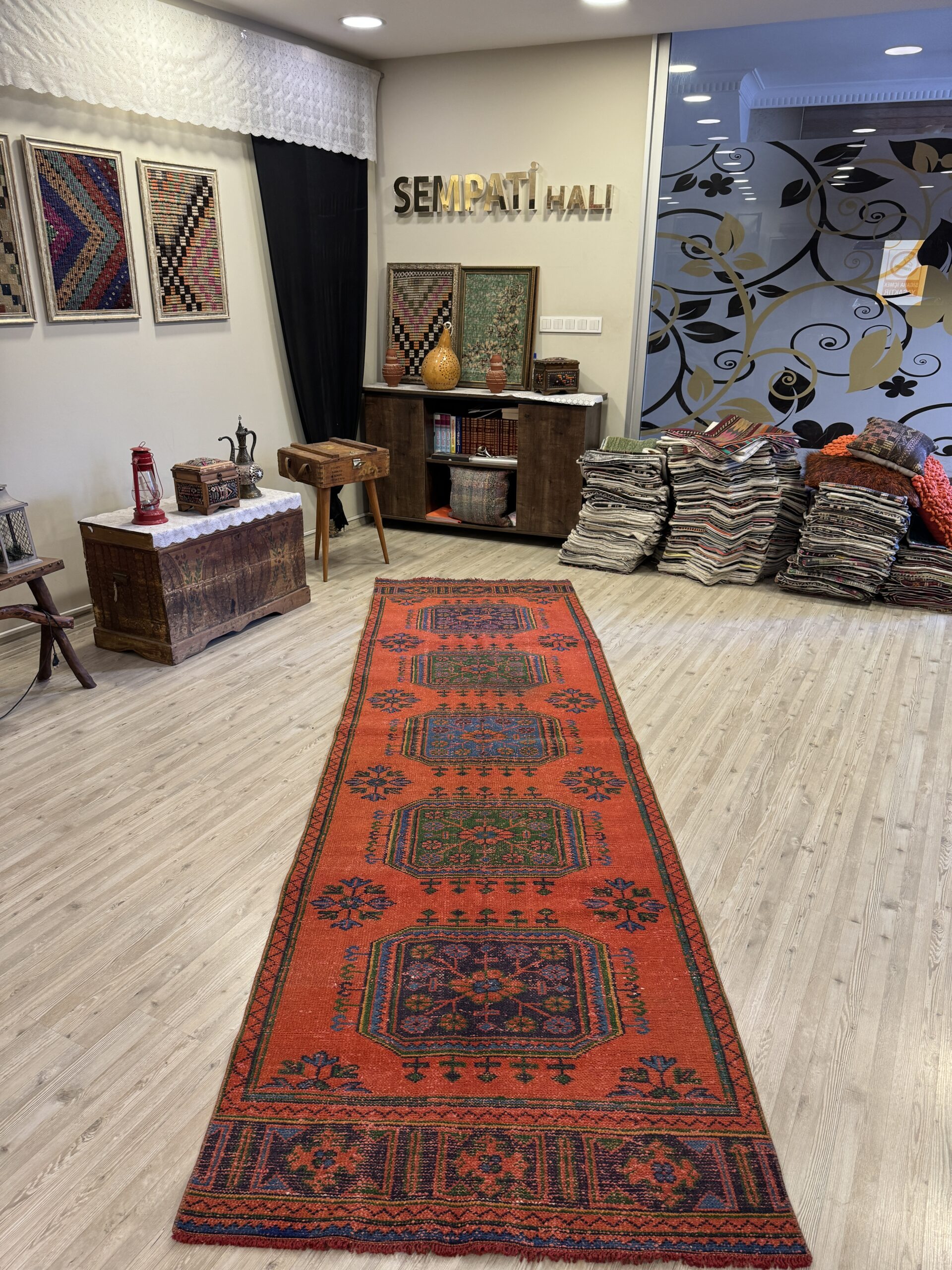 Eskitme El Dokuma Vintage Yolluk Halı 97x336 cm 10463 - Görsel 6