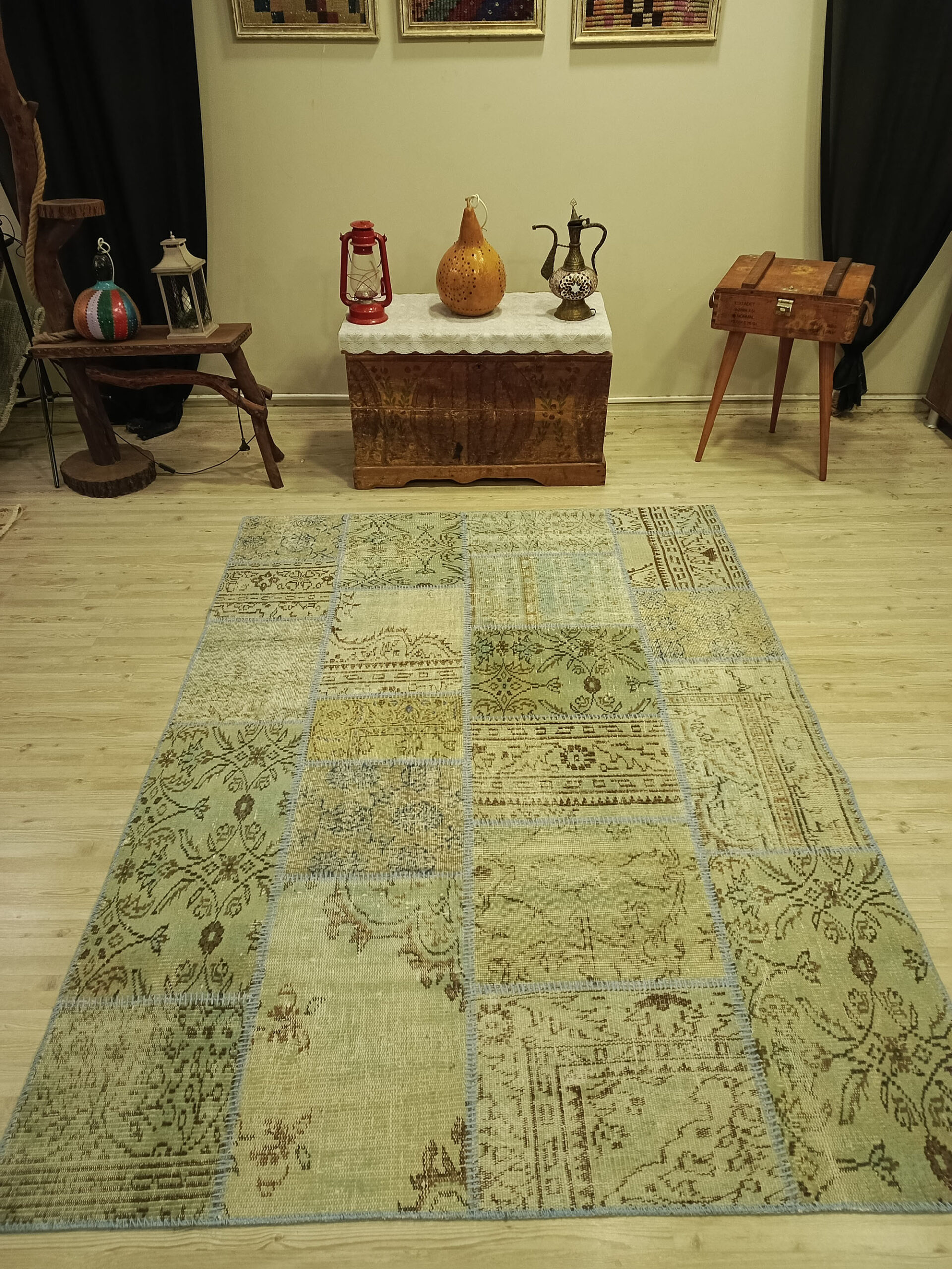 Vintage Patchwork Halı El Dokuma 215 x 160 cm 6525