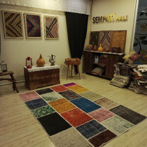 El İşçiliği Eskitme Patchwork Halı   160x230 cm  6511